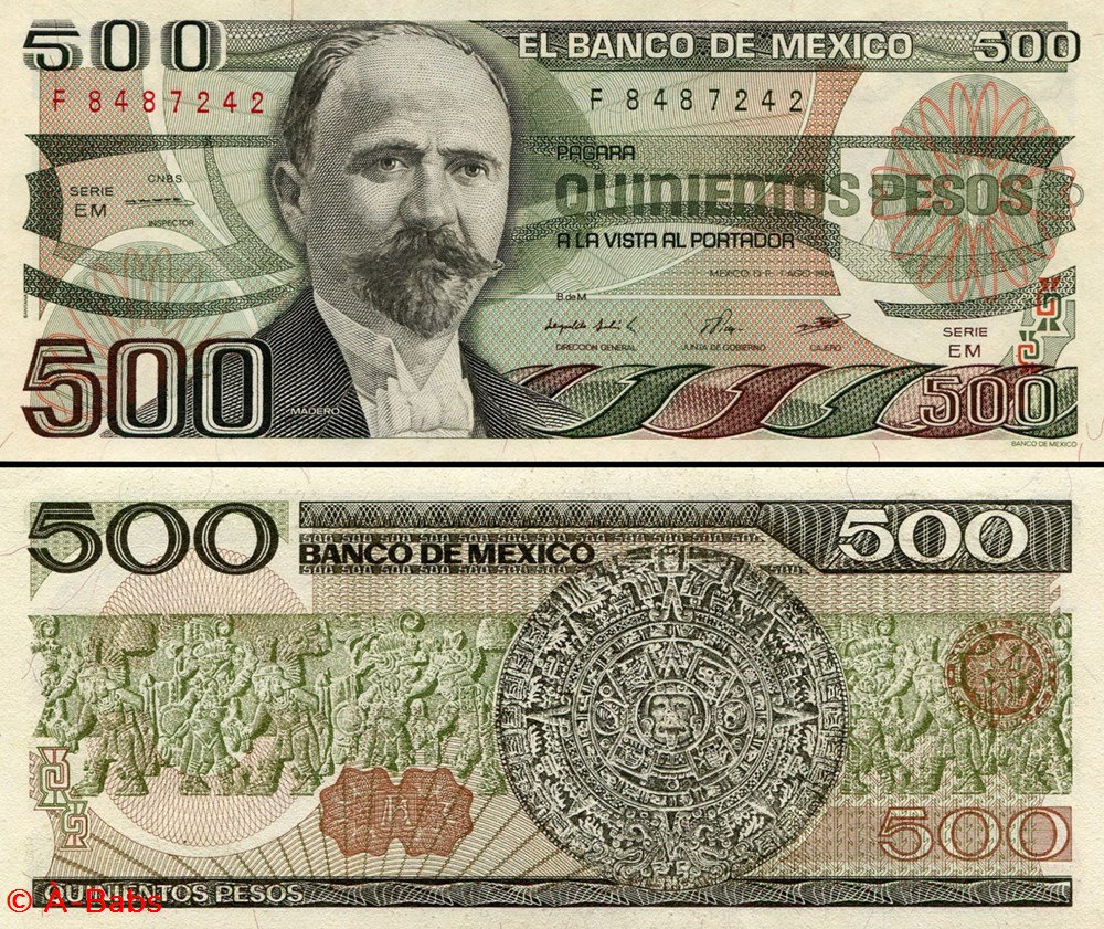 MEXIQUE - PICK 079b.EM - 500 PESOS - 1984 billets amerique du nord mexique pick 079b em 500 pesos 1984