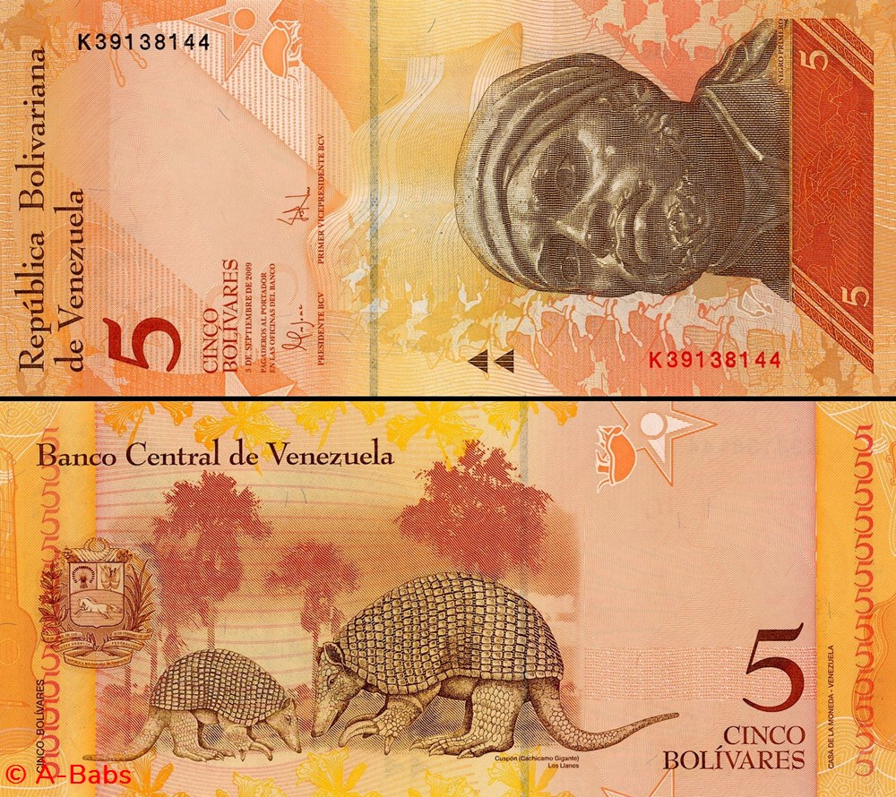 VENEZUELA - PICK 089 d - 5 BOLIVARES - 2009 billets amerique du sud venezuela pick 089 d 5 bolivares 2009