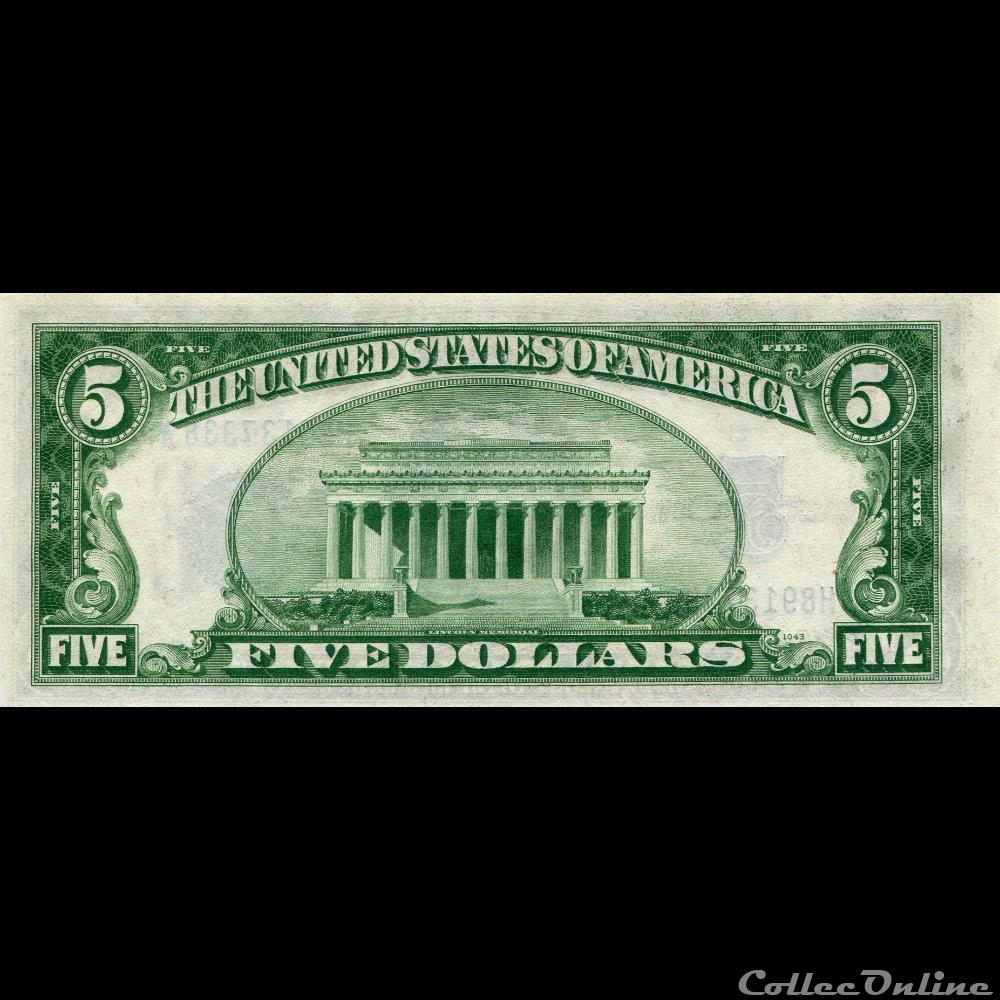 $5 SILVER CERTIFICATE SERIES 1934D billets amerique du nord etats unis 5 silver certificate series 1934d