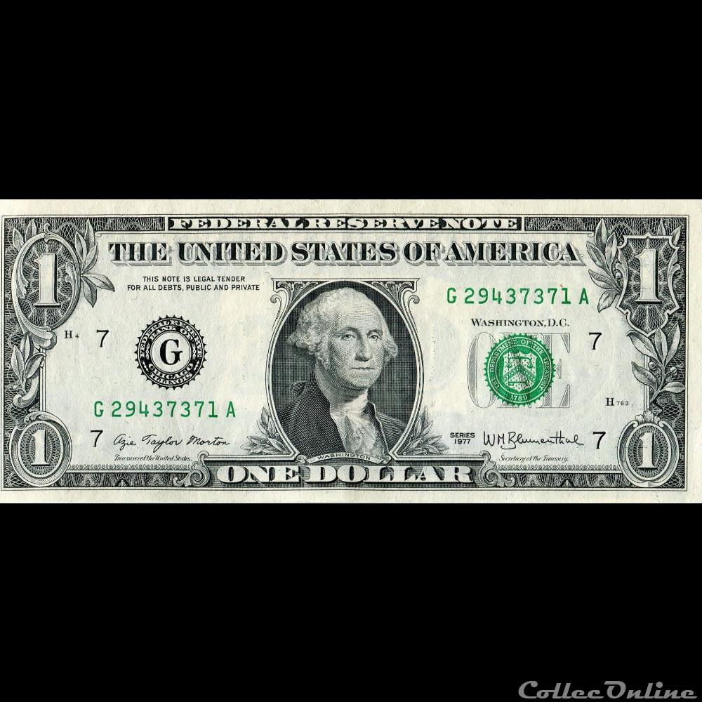 G- 1$ Federal Reserve Notes - Small Size 1977 Series billet amerique du nord etat uni g 1 federal reserve notes small size 1977 series