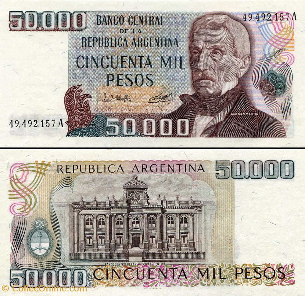 ARGENTINE - PICK 307 a 1 - 50 000 PESOS - 1979 billets amerique du sud argentine pick 307 a 1 50 000 pesos 1979