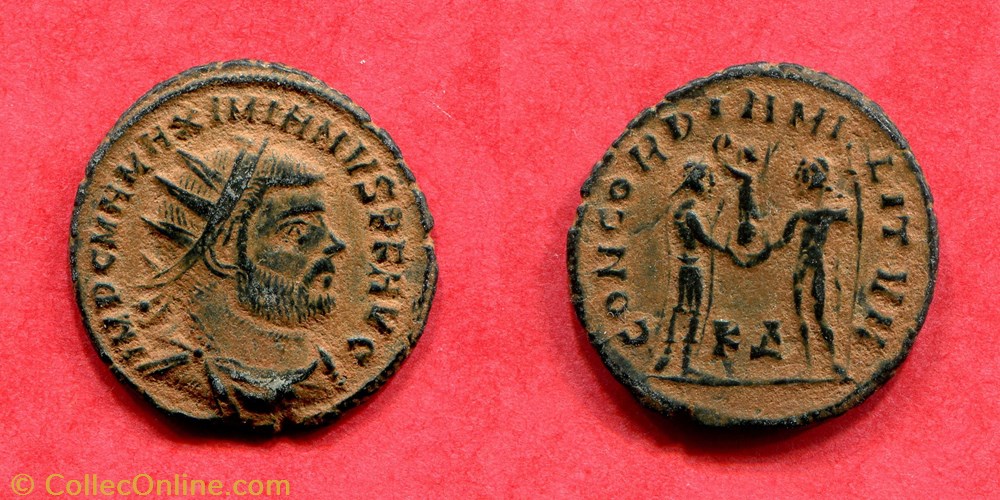 MAXIMIEN HERCULE - CONCORDIA MI-LITVM - RIC 016b monnaie antique av jc ap romaine republicaine imperiale maximien hercule concordia mi litvm ric 016b