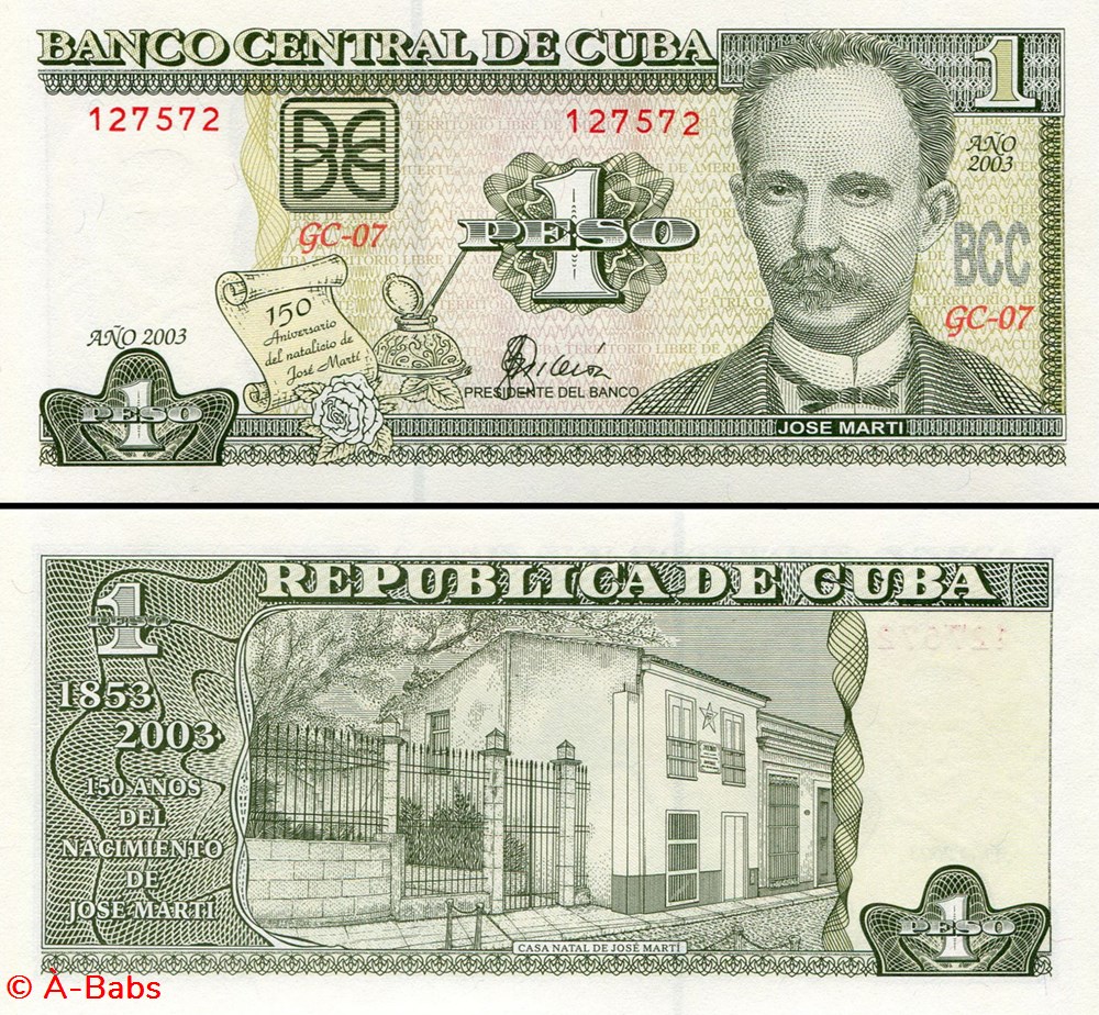 CUBA - PICK 125 - 1 PESO - 2003 billets amerique centrale et caraibes cuba pick 125 1 peso 2003