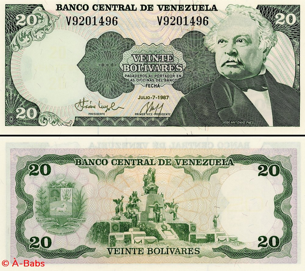 VENEZUELA - PICK 064 Aa1 - 20 BOLIVARES - 1987 billets amerique du sud venezuela pick 064 aa1 20 bolivares 1987