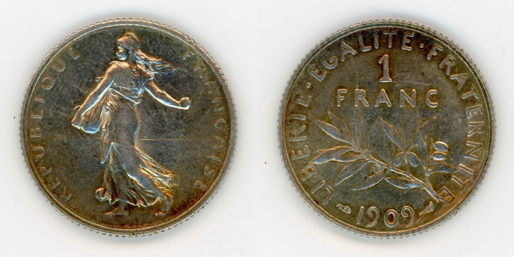 monnaies monde france semeuse 1 franc 1909