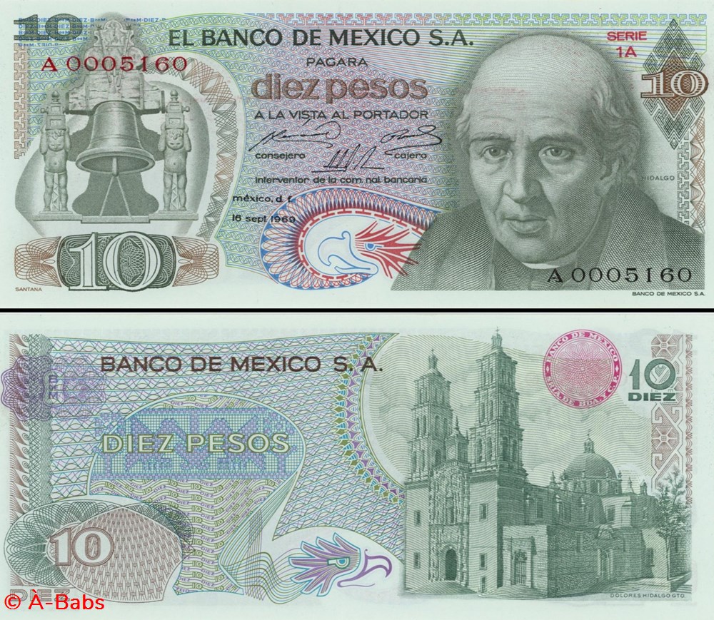 MEXIQUE - PICK 063a - 10 PESOS - 1969 billets amerique du nord mexique pick 063a 10 pesos 1969
