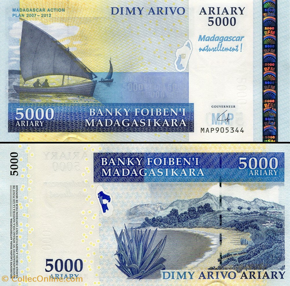 MADAGASCAR - PICK 094 - 5000 ARIARY - 2007 billets afrique madagascar pick 094 5000 ariary 2007