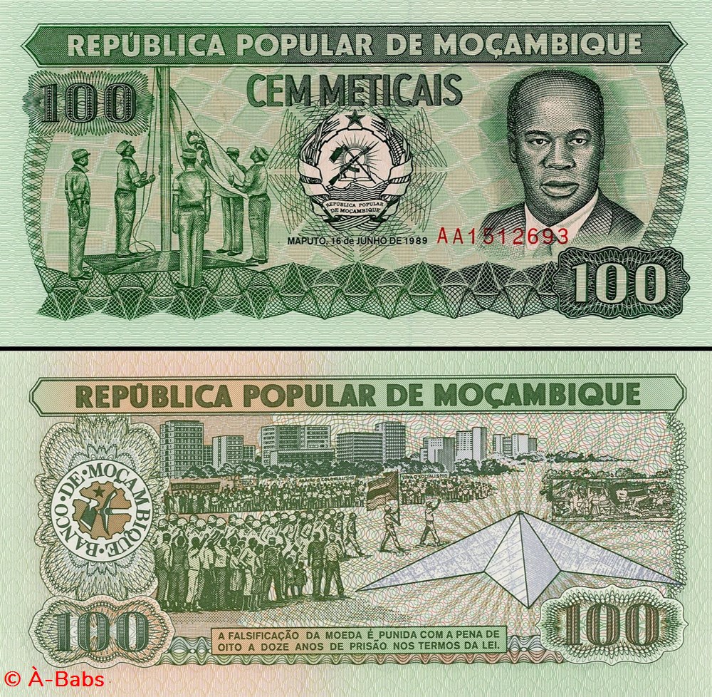 billets afrique mozambique pick 130c 100 meticais 1989