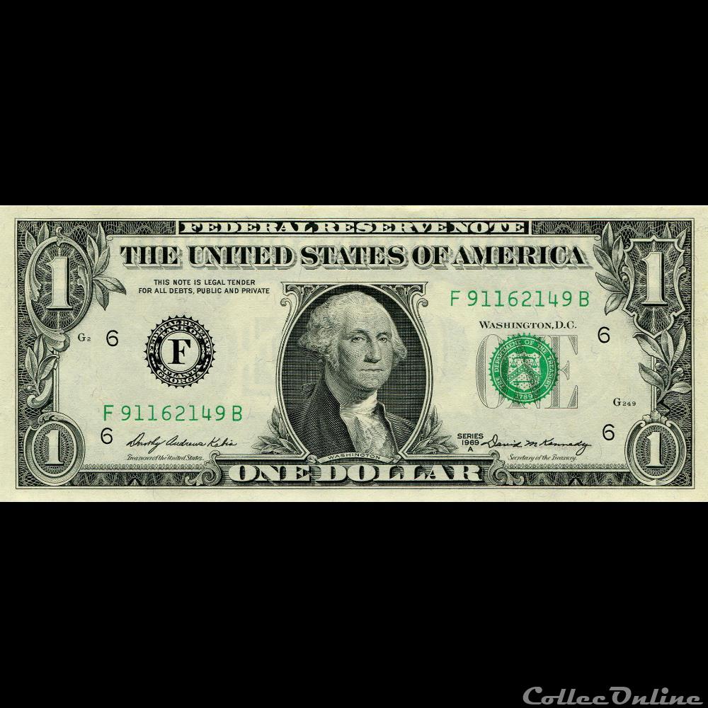 F- 1$ Federal Reserve Notes - Small Size 1969A Series billet amerique du nord etat uni f 1 federal reserve notes small size 1969a series