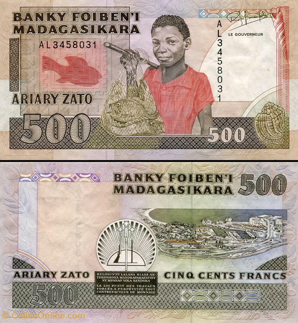 MADAGASCAR - PICK 071b - 500 ARIARY - 1988 billets afrique madagascar pick 071b 500 ariary 1988