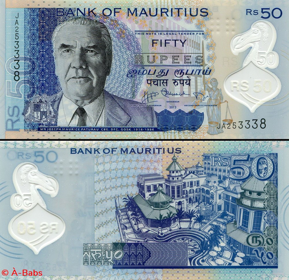 ILE MAURICE - PICK 65 - 50 ROUPIES MAURICIENNES - 2013 billets afrique ile maurice pick 65 50 roupies mauriciennes 2013
