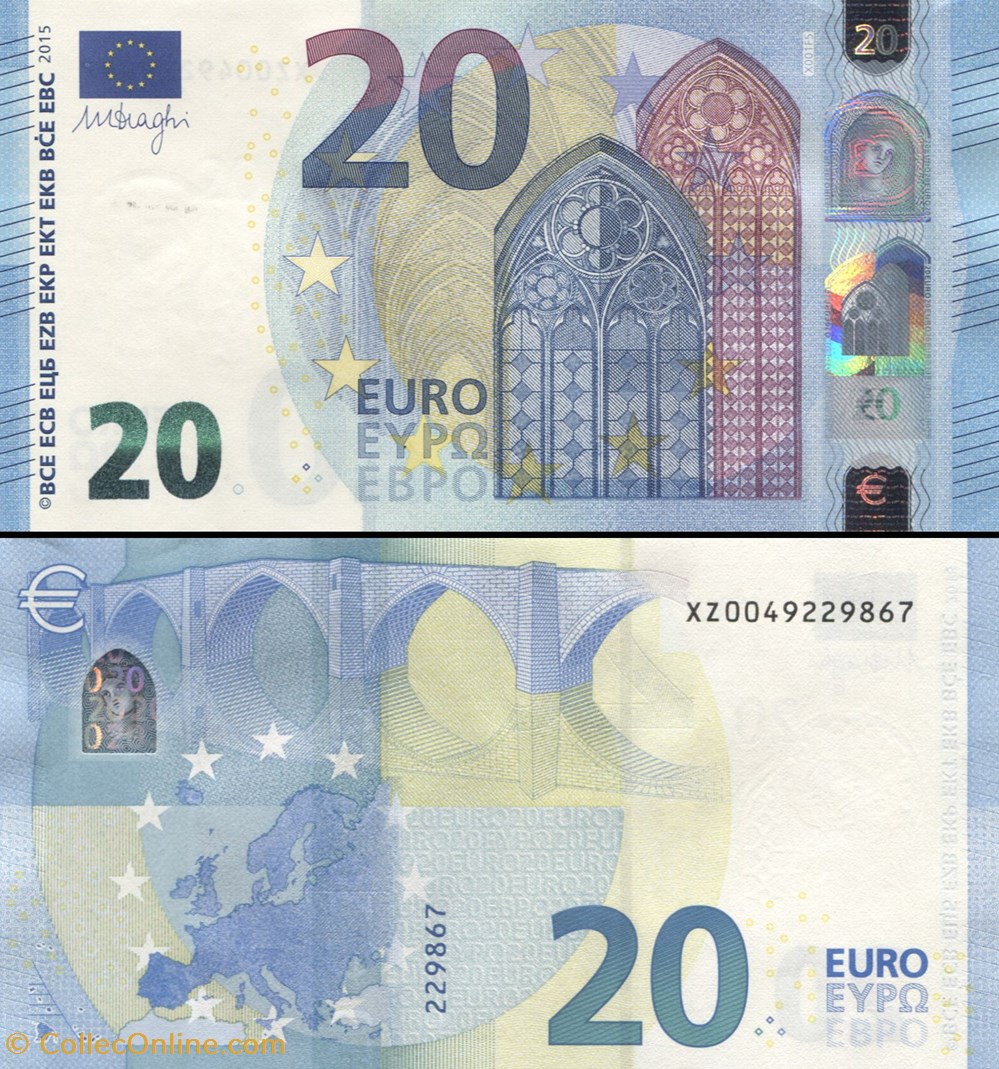 20 EUROS - SIGNATURE DRAGHI - PICK 22 X - ALLEMAGNE billets europe 20 euros signature draghi pick 22 x allemagne