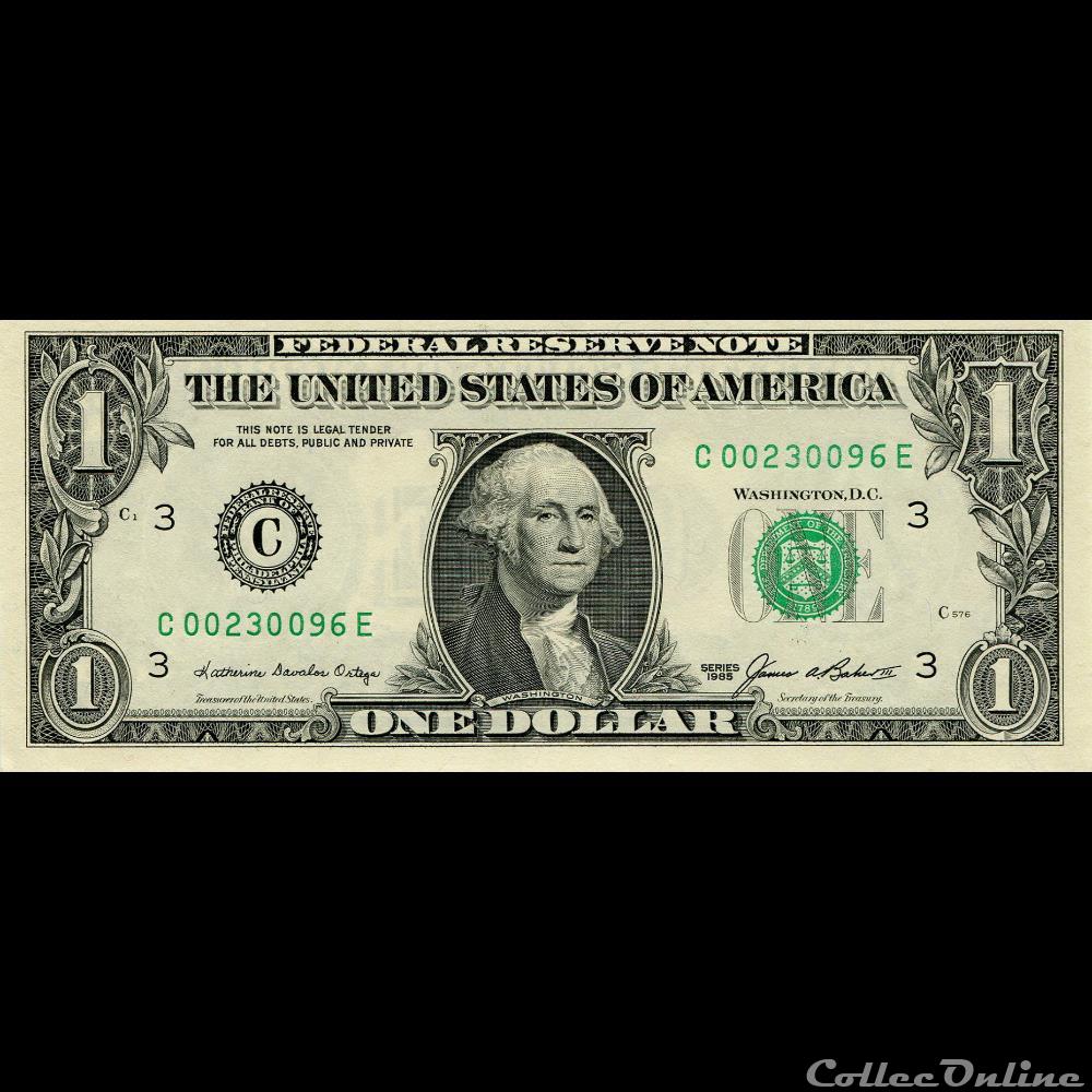 C- 1$ Federal Reserve Notes - Small Size 1985 Series billet amerique du nord etat uni c 1 federal reserve notes small size 1985 series
