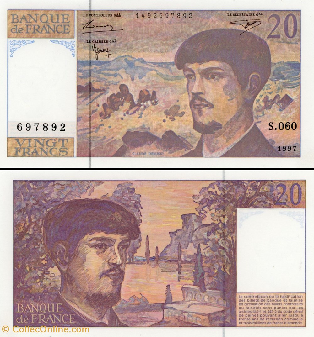 FRANCE - 20 FRANCS - 1997 - S.060 billets europe france 20 francs 1997 s 060