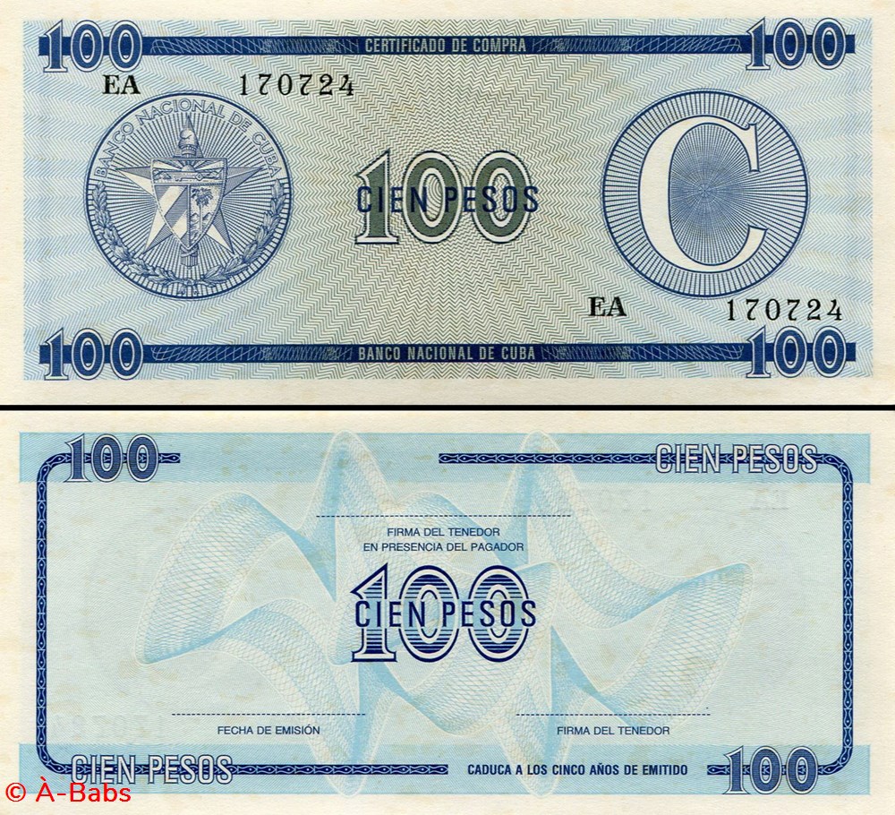 CUBA - PICK FX 25 - 100 PESOS - 1985 billets amerique centrale et caraibes cuba pick fx 25 100 pesos 1985