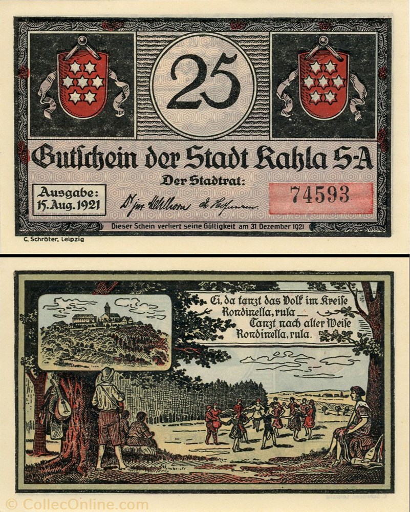 billet europe allemagne kahla 25 pfennig