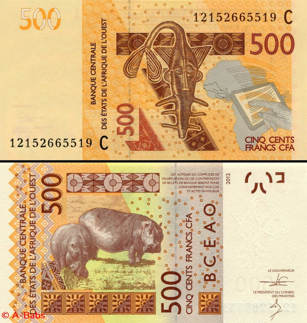 billets afrique b c e a o francs cfa burkina faso lettre c 500 francs pick 319 c a