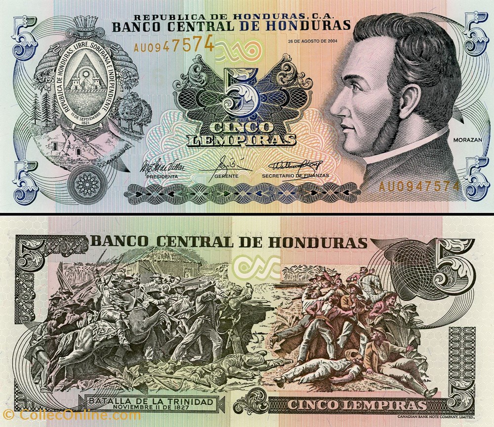 HONDURAS - Pick 85d - 5 LEMPIRAS - 2004 billet amerique centrale et caraibe honduras pick 85d 5 lempiras 2004
