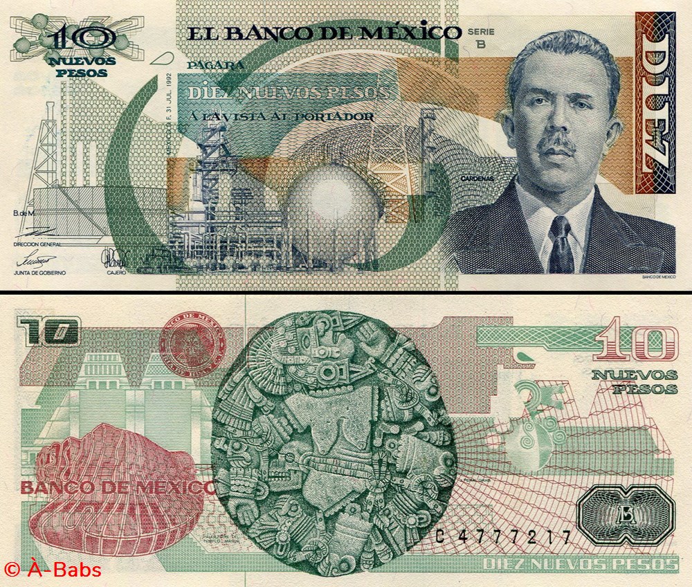 billets amerique du nord mexique pick 095a b 10 nuevos pesos 1992