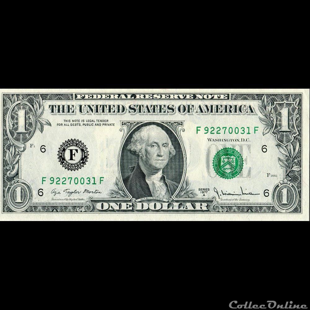 F- 1$ Federal Reserve Notes - Small Size 1977A Series billet amerique du nord etat uni f 1 federal reserve notes small size 1977a series
