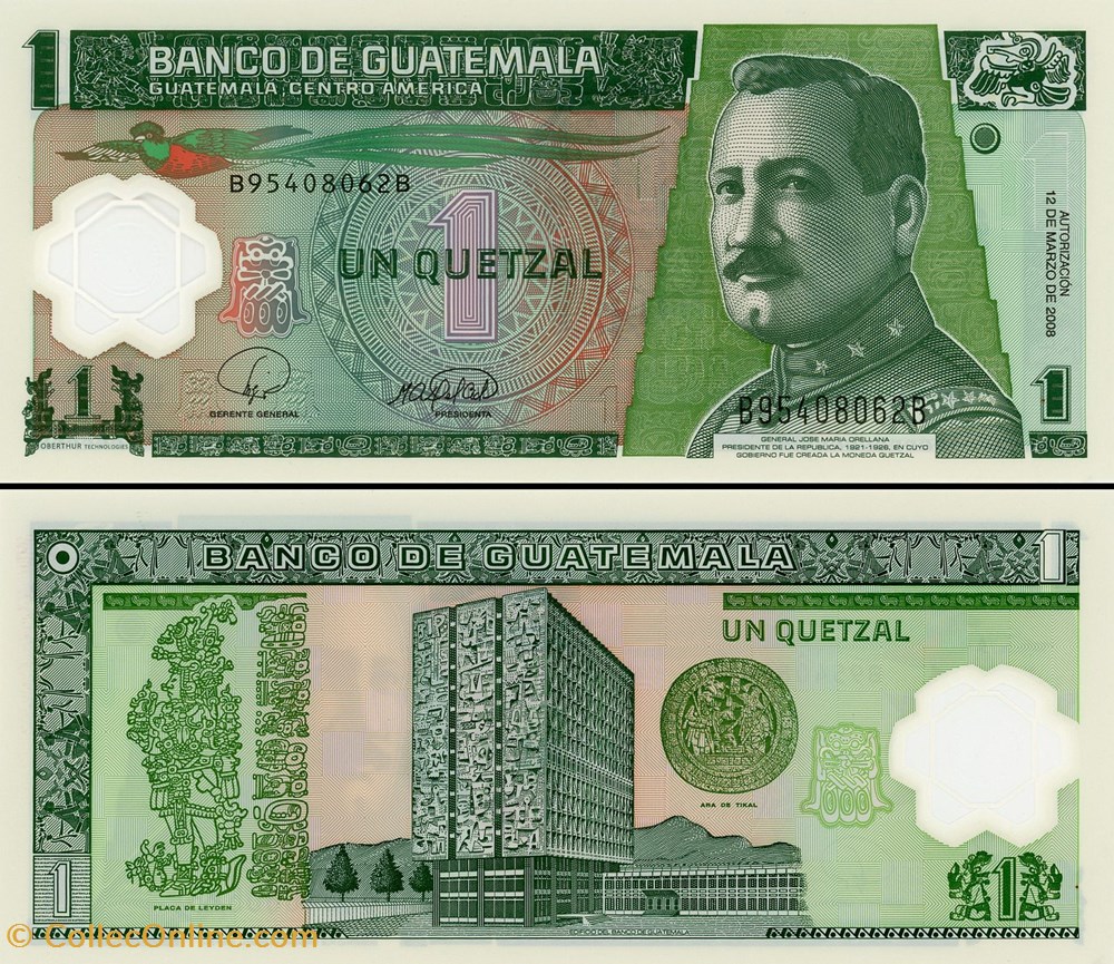 billet amerique centrale caraibe guatemala pick 115a 1 quetzal guatemalteque
