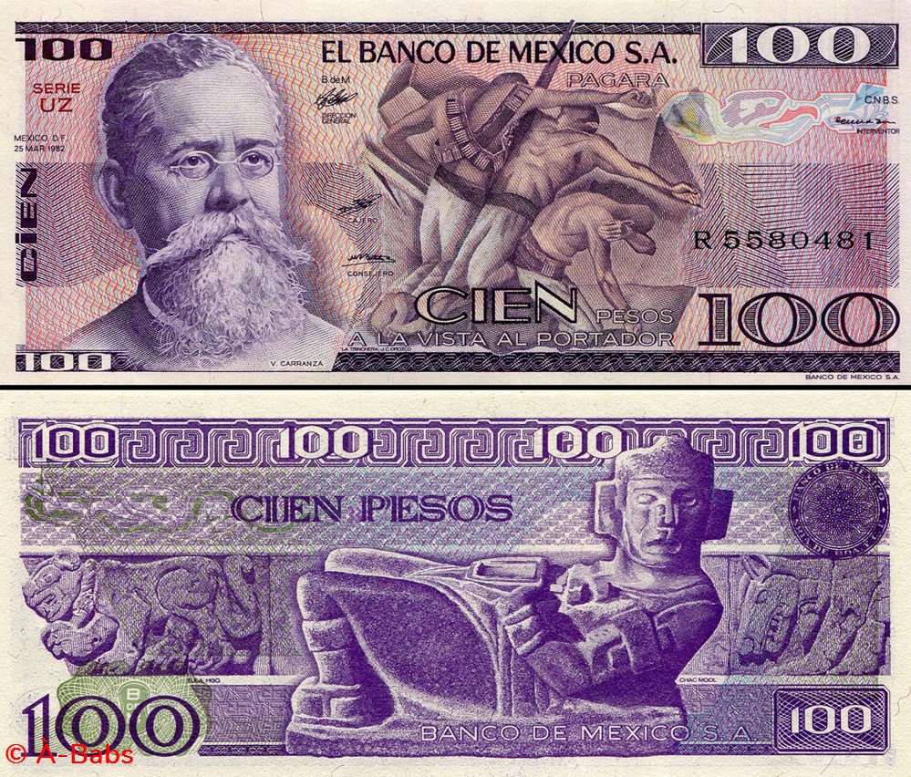 billets amerique du nord mexique pick 074c uz 100 pesos 1982