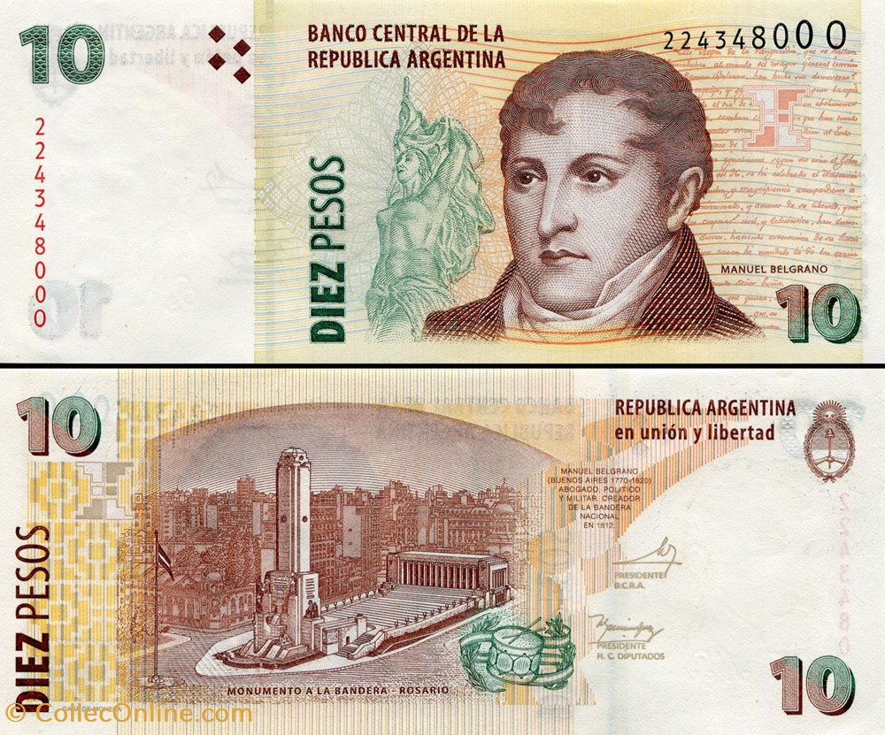 billets amerique du sud argentine pick 354 a 6 10 pesos 2013