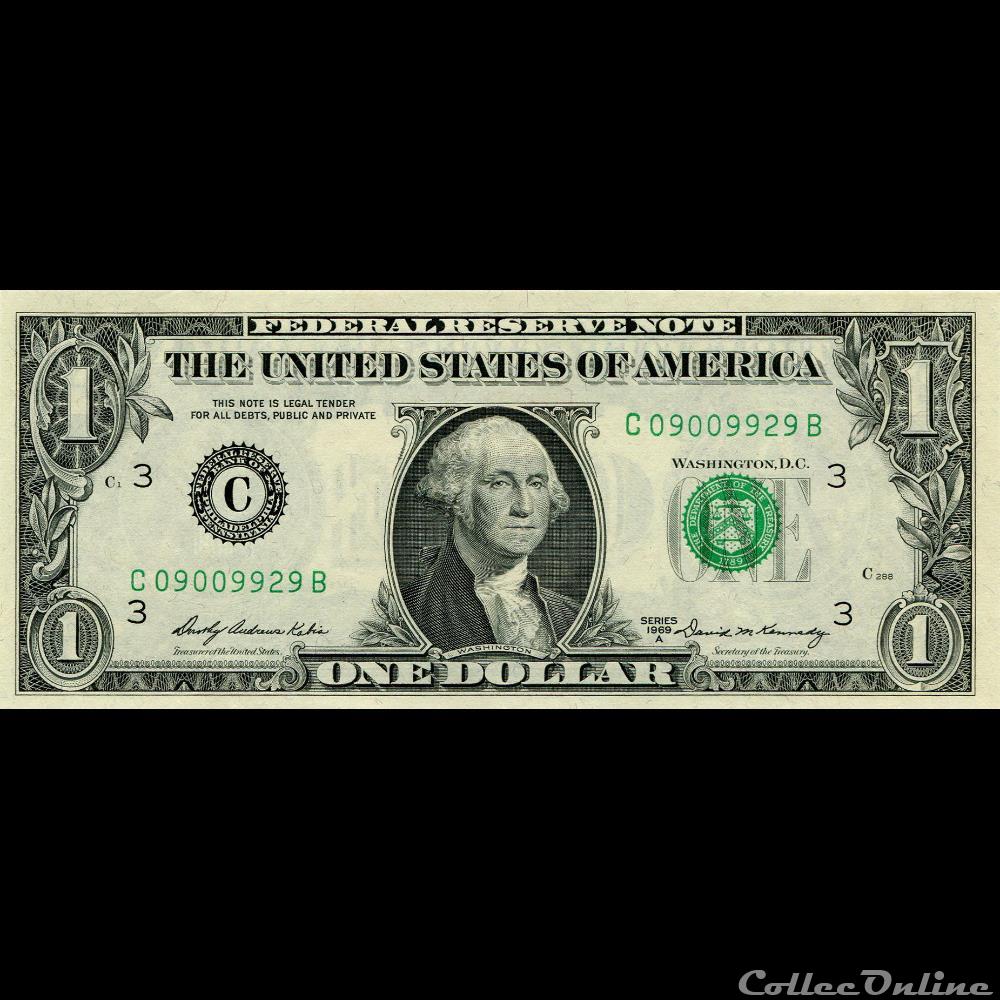 C- 1$ Federal Reserve Notes - Small Size 1969A Series billet amerique du nord etat uni c 1 federal reserve notes small size 1969a series