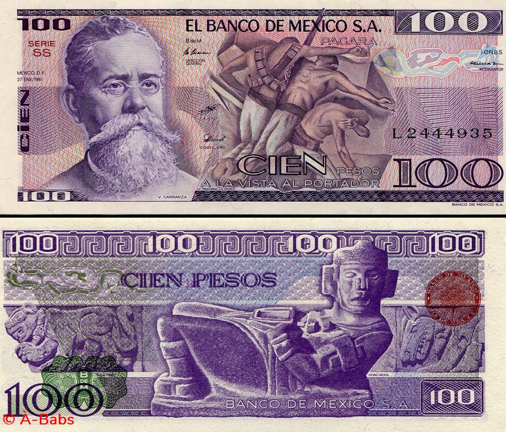 MEXIQUE - PICK 074a.SS - 100 PESOS - 1981 billets amerique du nord mexique pick 074a ss 100 pesos 1981