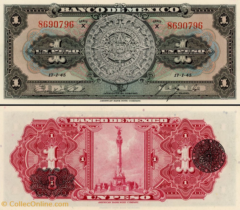 billets amerique du nord mexique pick 038c5 1 peso 1945
