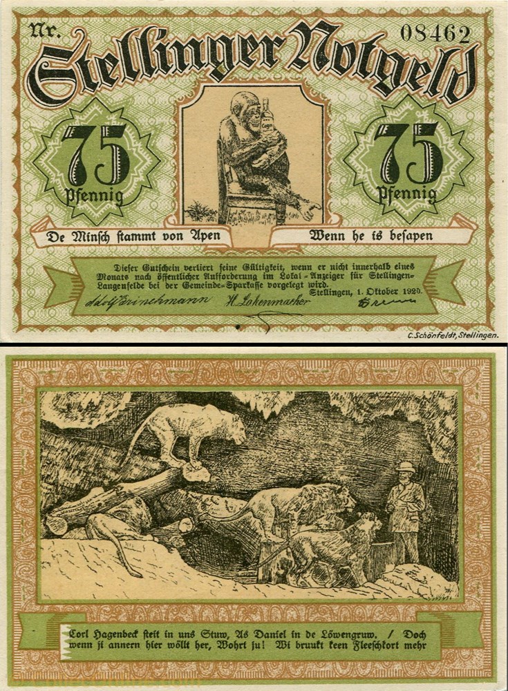 Hamburg Stellingen 75 pf billet europe allemagne hamburg stellingen 75 pf