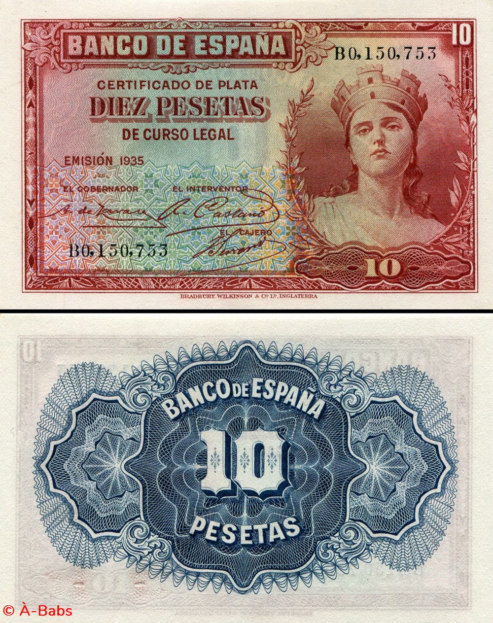 ESPAGNE - PICK 086 a - 10 PESETAS - 1935 billets europe espagne pick 086 a 10 pesetas 1935