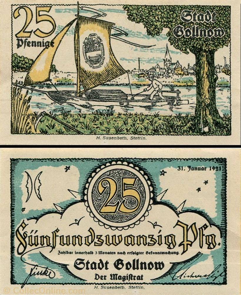 Golnow 25 Pfennig billet europe allemagne golnow 25 pfennig