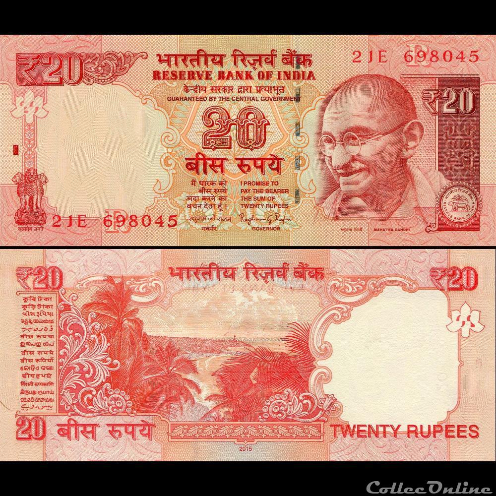 INDE - PICK 103e2 - 20 ROUPIES - 2015 billet asie inde pick 103e2 20 roupies 2015