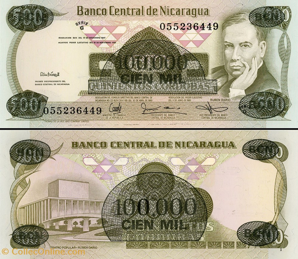 NICARAGUA - PICK 149 - 100 000 CORDOBAS - 1987 billet amerique centrale et caraibe nicaragua pick 149 100 000 cordobas 1987