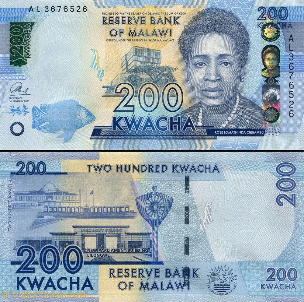 MALAWI - PICK 61 c - 200 KWACHA - 2016 billets afrique malawi pick 61 c 200 kwacha 2016