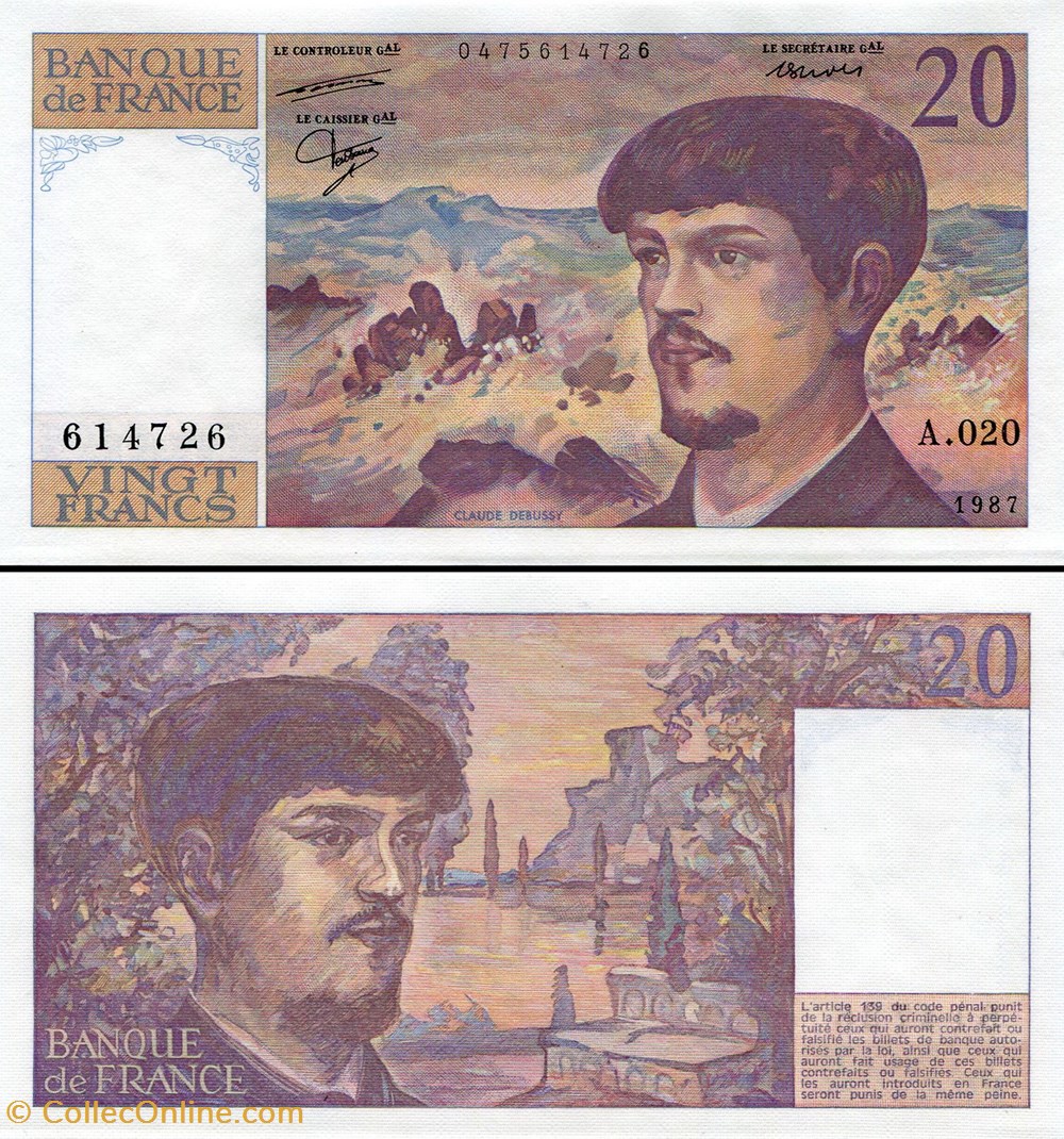 FRANCE - 20 FRANCS - 1987 - A.020 billets europe france 20 francs 1987 a 020