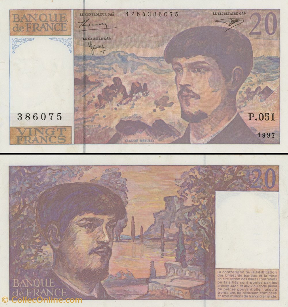 FRANCE - 20 FRANCS - 1997 - P.051 billets europe france 20 francs 1997 p 051