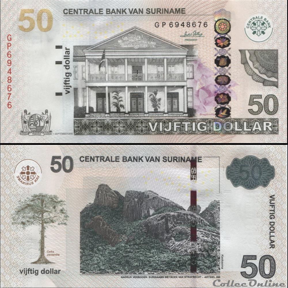 SURINAME - PICK 165 a - 50 DOLLARS - 2010 billet amerique du sud suriname pick 165 a 50 dollars 2010