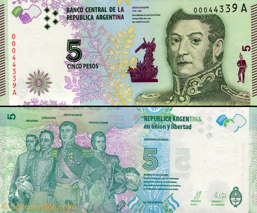 billets amerique du sud argentine pick 359 a 5 pesos 2015