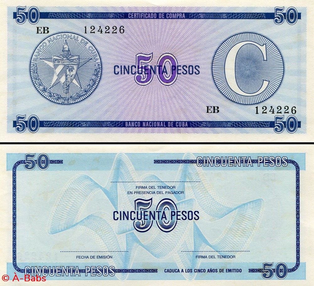 CUBA - PICK FX 24 - 50 PESOS - 1985 billets amerique centrale et caraibes cuba pick fx 24 50 pesos 1985