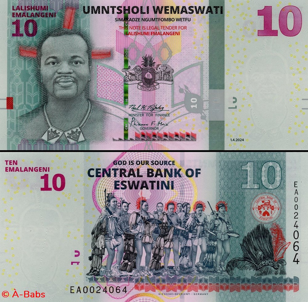 SWAZILAND - ESWATINI - PICK 044Aa - 10 EMALANGENI - 2024 billets afrique swaziland eswatini pick 044aa 10 emalangeni 2024
