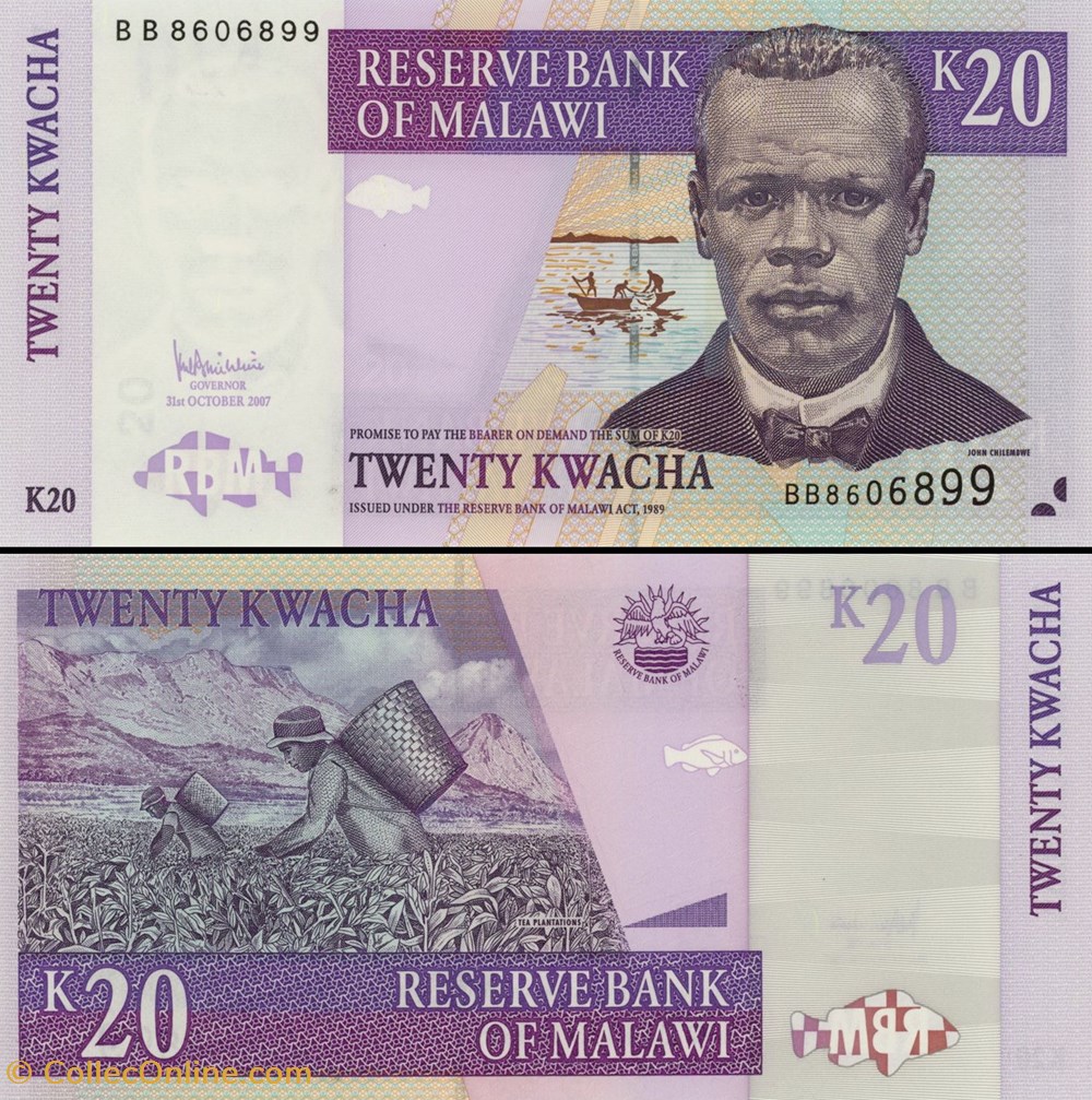 MALAWI - PICK 52 c - 20 KWACHA - 2007 billets afrique malawi pick 52 c 20 kwacha 2007
