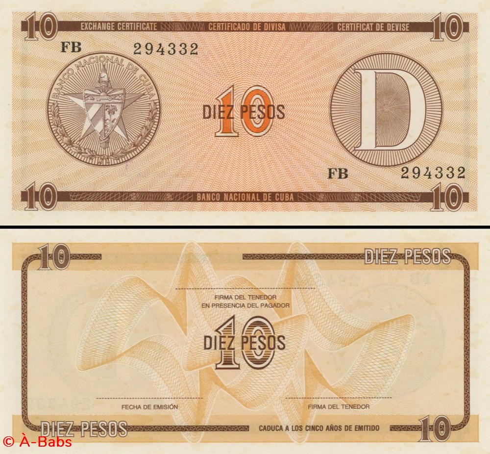 CUBA - PICK FX 35 - 10 PESOS - 1985 billets amerique centrale et caraibes cuba pick fx 35 10 pesos 1985