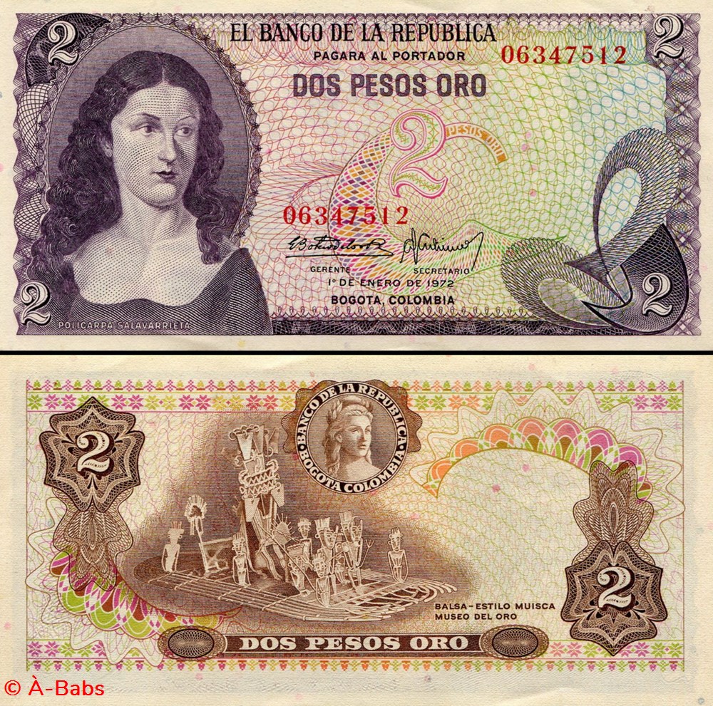COLOMBIE - PICK 413 a 1 - 2 PESOS DE ORO COLOMBIEN - 1972 billets amerique du sud colombie pick 413 a 1 2 pesos de oro colombien 1972