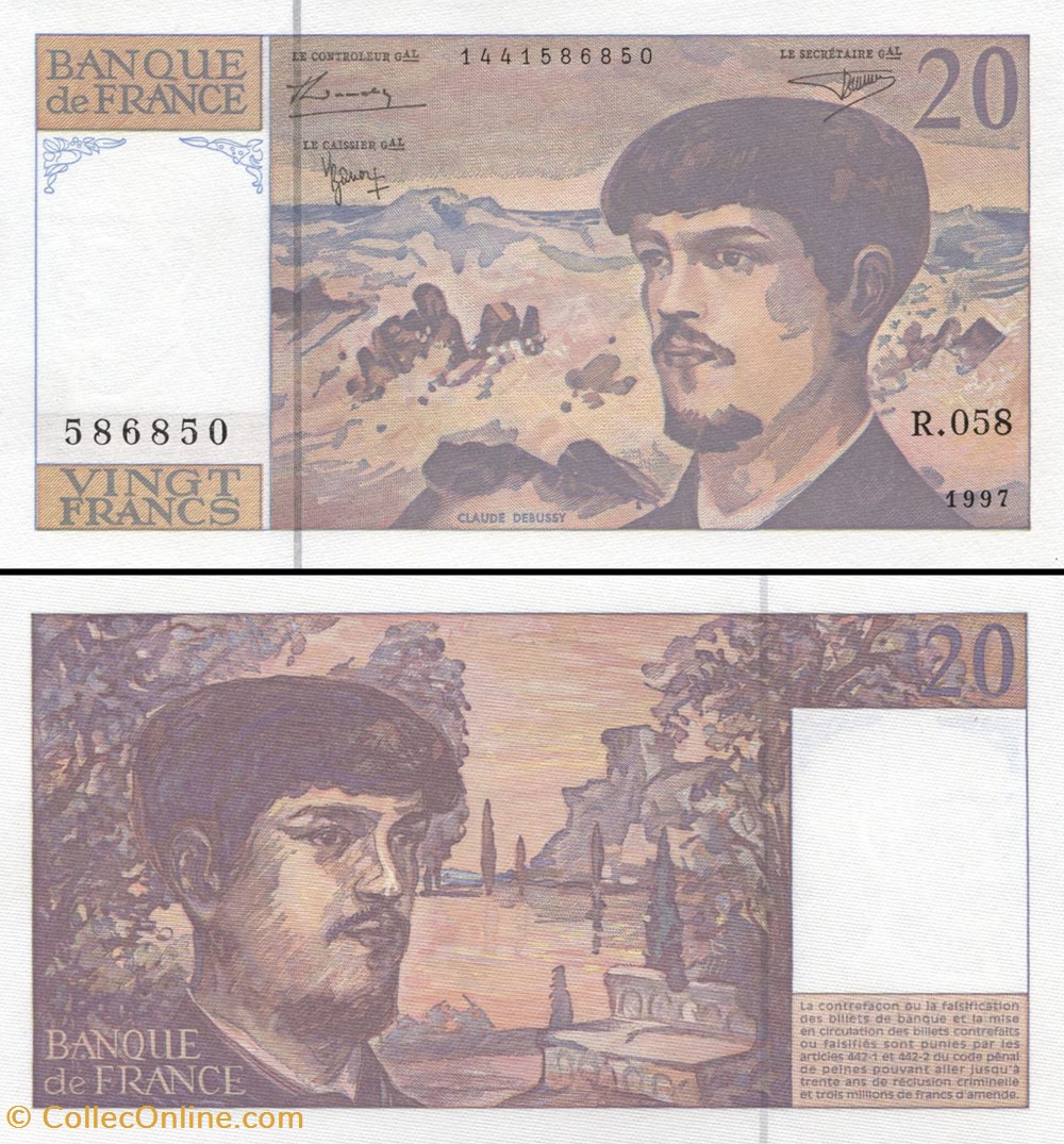 FRANCE - 20 FRANCS - 1997 - R.058 2 billets europe france 20 francs 1997 r 058