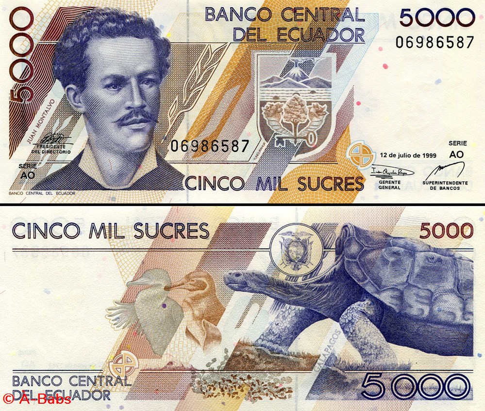 ÉQUATEUR - PICK 128 c 3 - 5 000 SUCRES - 1999 billets amerique du sud equateur pick 128 c 3 5 000 sucres 1999