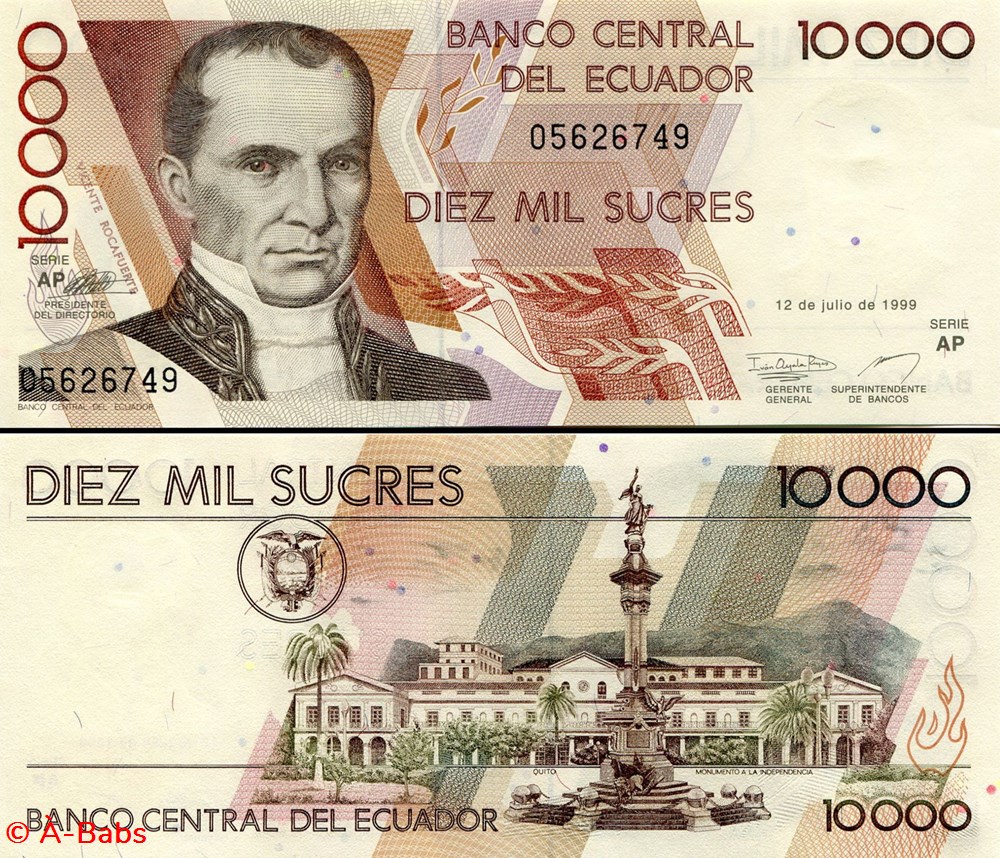 ÉQUATEUR - PICK 127 e 3 - 10 000 SUCRES - 1999 billets amerique du sud equateur pick 127 e 3 10 000 sucres 1999