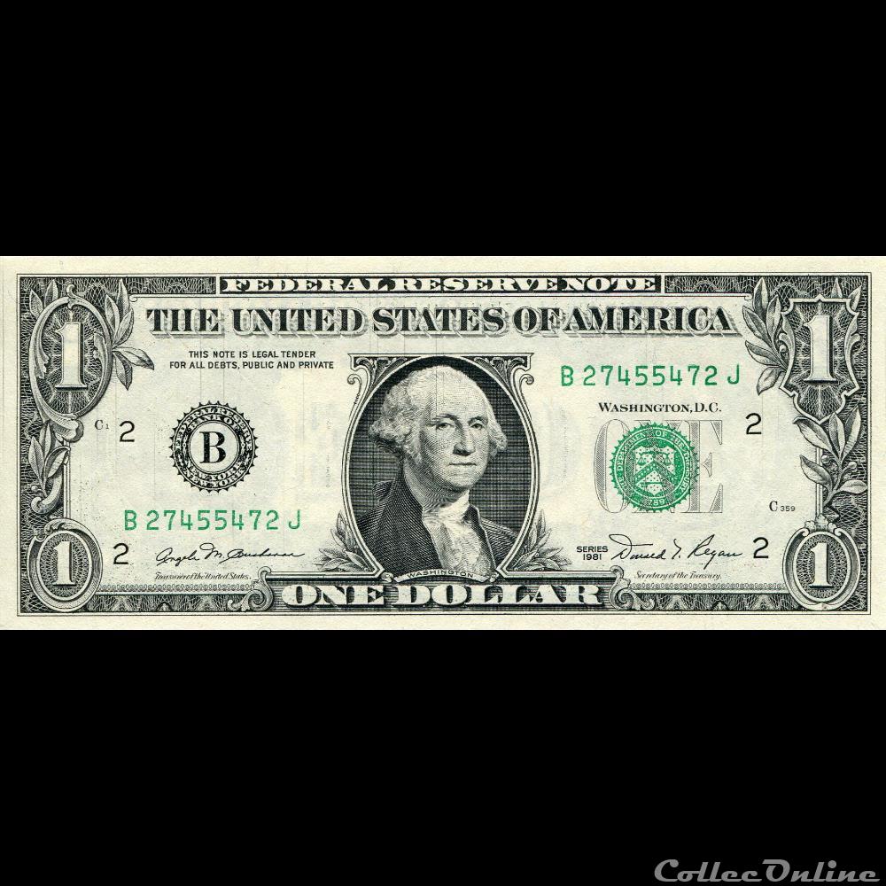B- 1$ Federal Reserve Notes - Small Size 1981 Series billet amerique du nord etat uni b 1 federal reserve notes small size 1981 series