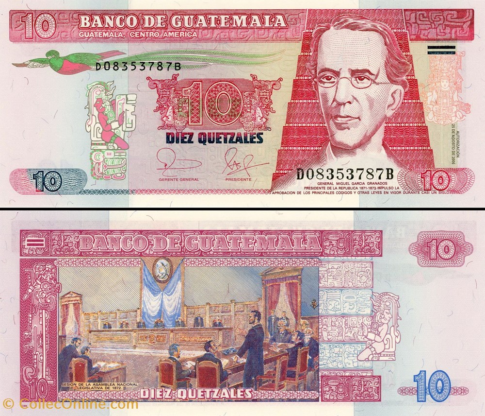 billet amerique centrale caraibe guatemala pick 111a 10 quetzales guatemalteques